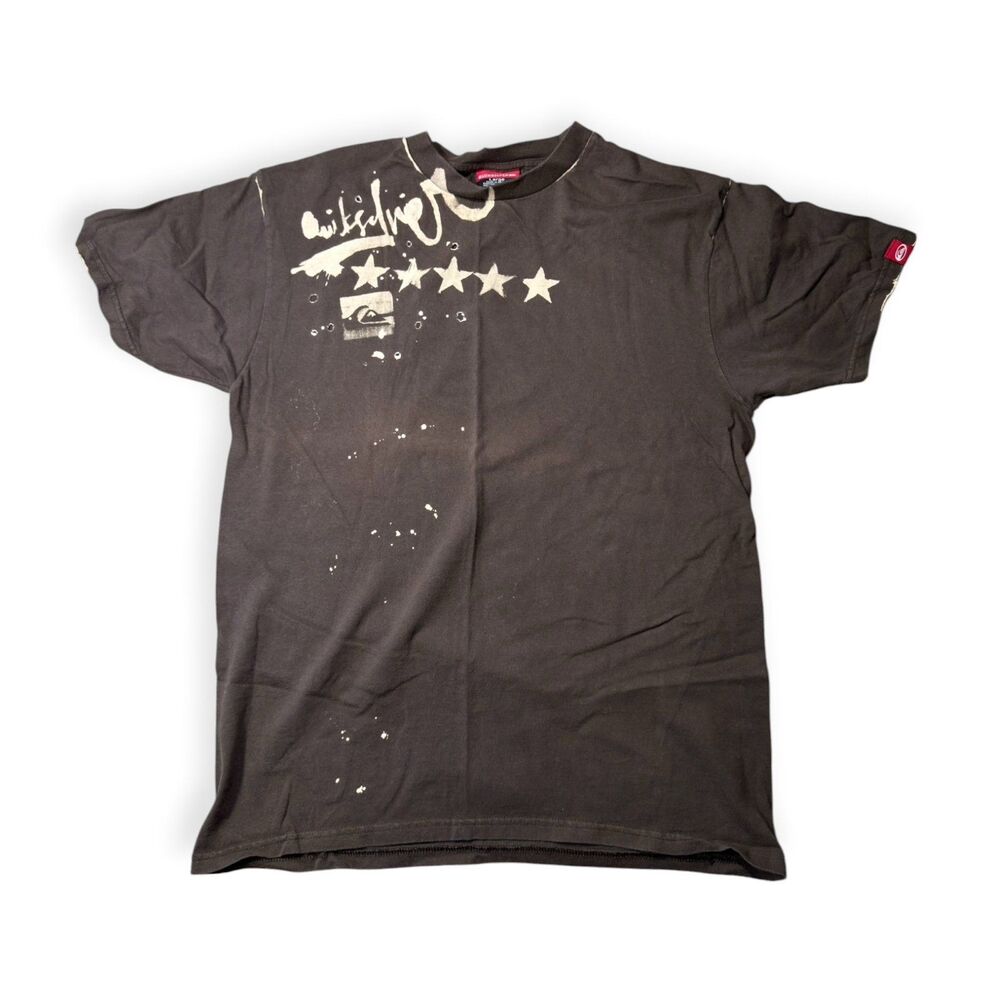 Quiksilver Brown T-Shirt Holes Size Large Shirt 100% Cotton Skater Rare VTG